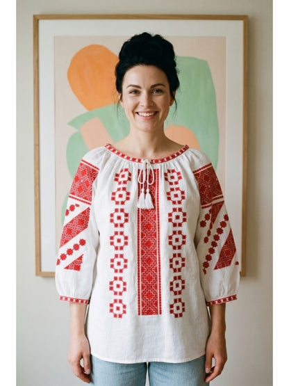 Bluza dama M26 alb/grena
