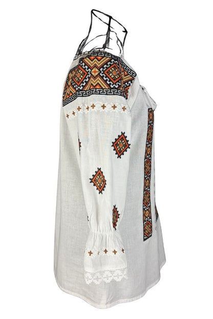 Bluza dama IU26 alb/portocaliu