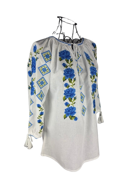 Bluza dama SE26F alb/albastru