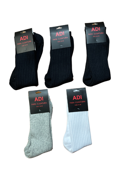 Set 5 perechi sosete barbati sport din bumbac fara cusaturi, Dacali, marimea 40-44, multicolor