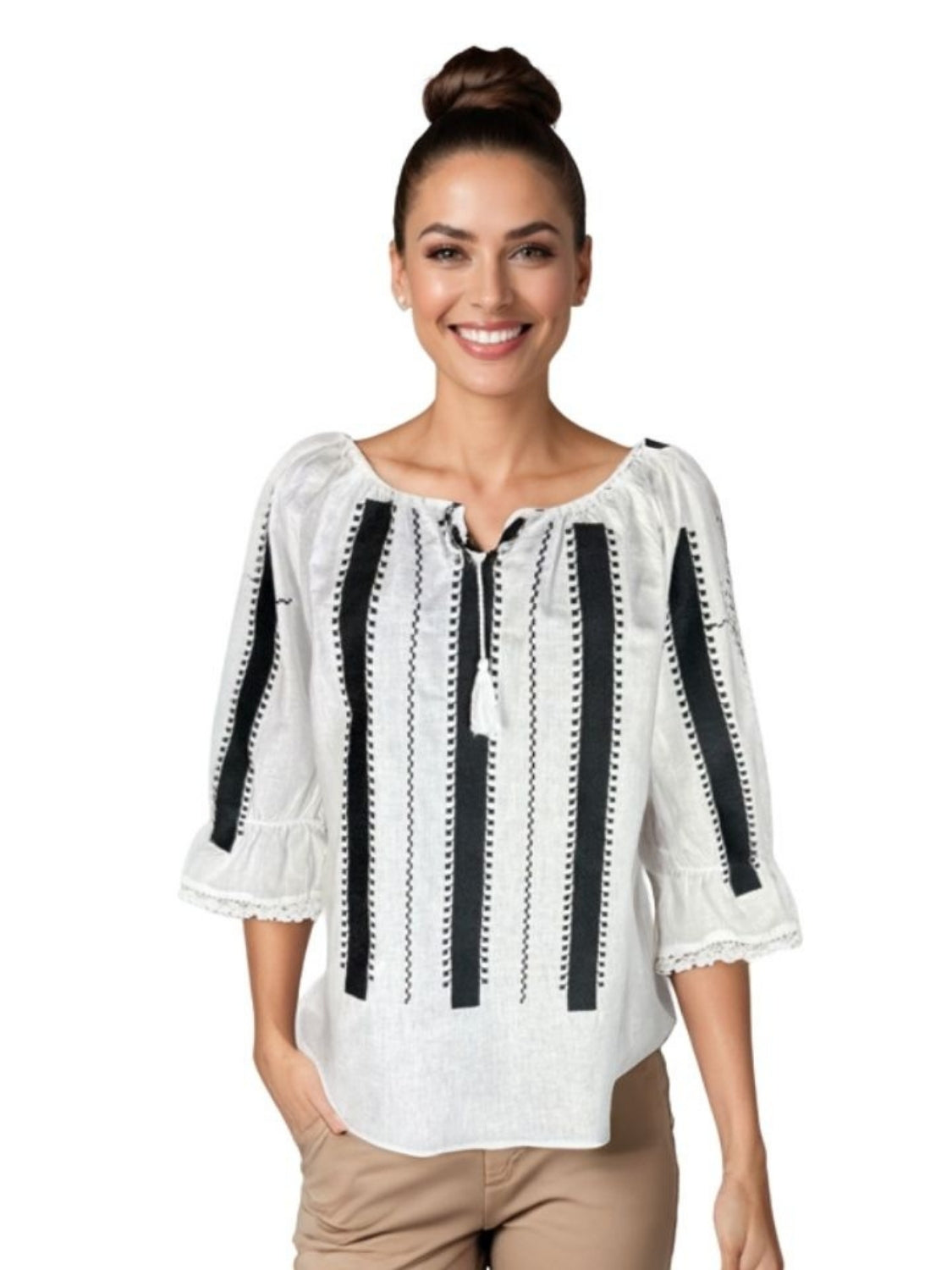 Bluza dama RFN 2 alb/negru mahon