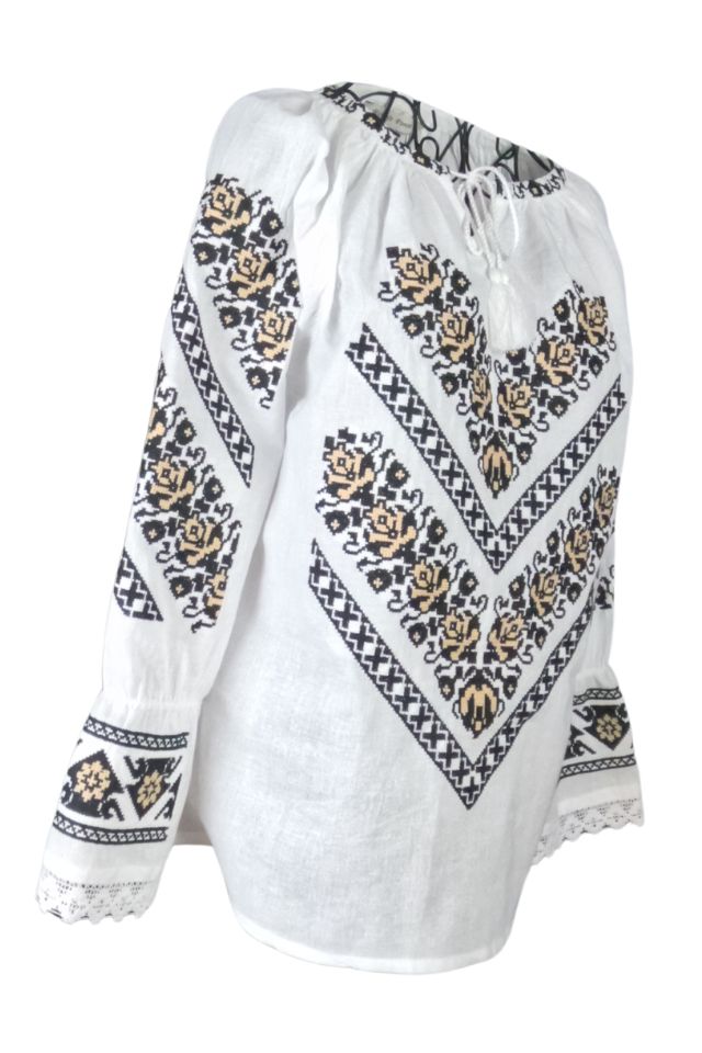 Bluza dama tip ie D24, alb/maro