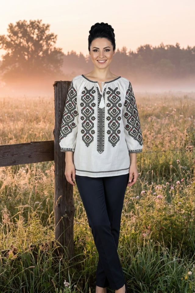 Bluza dama IU26 alb/bej