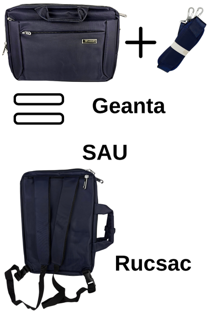 Ghiozdan 2 în 1, Geantă și Rucsac, albastru