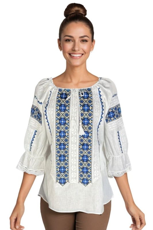Bluza dama RFN 2 alb/albastru