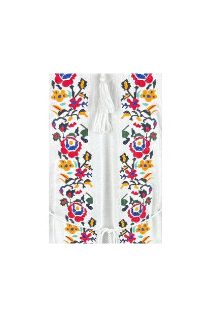 Rochie traditionala dama R25 alb/galben