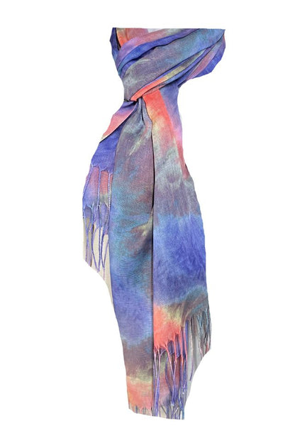 Esarfa curcubeu din casmir, Dacali, mov/roz, 185 x 75 cm
