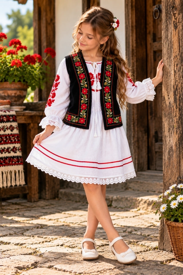 Vesta fete CPOF negru/verde