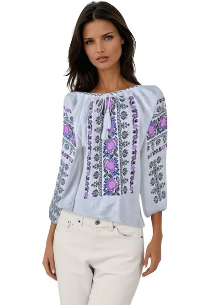 Bluza dama tip ie RD24, alb/mov