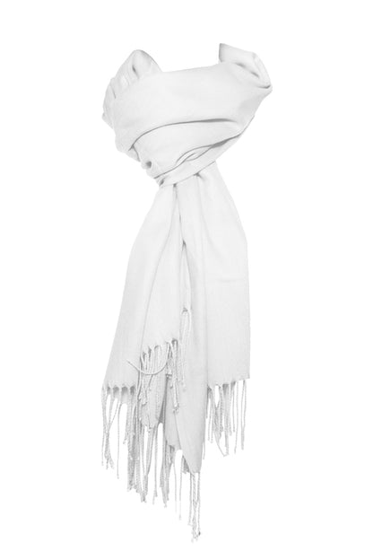 Esarfa tip sal din casmir, alb