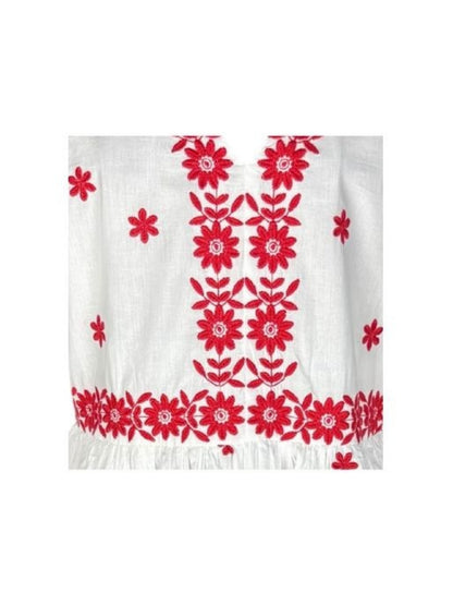 Rochie dama S25 alb/rosu