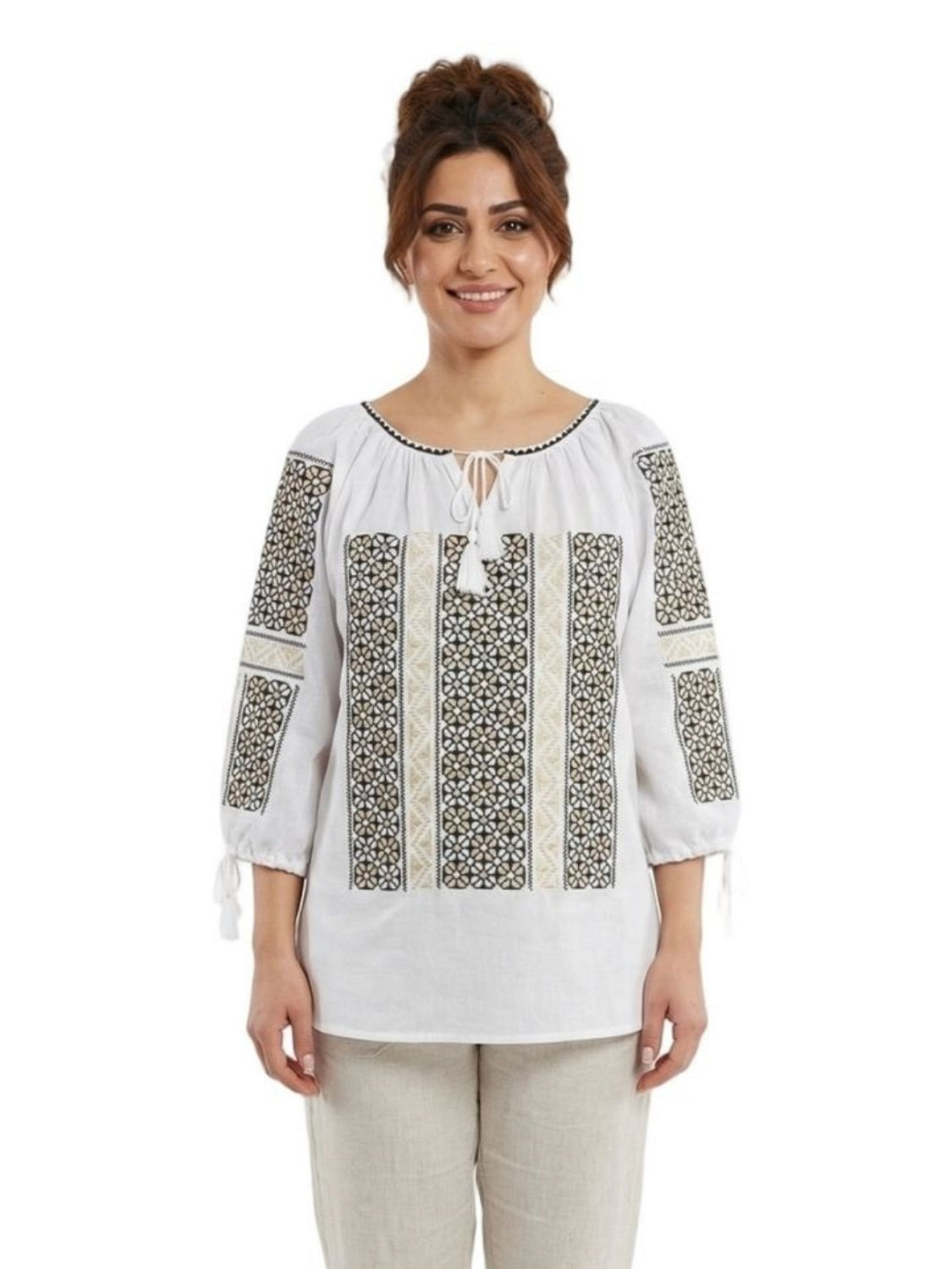 Bluza dama A26 alb/bej