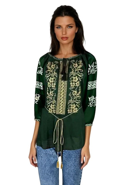Bluza tip ie dama R24, verde/auriu