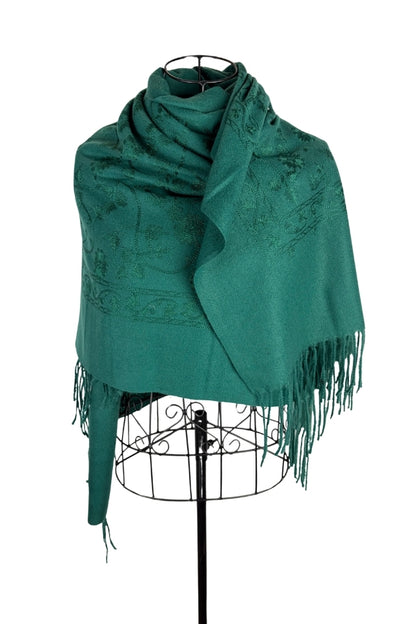 Fular dama de lux brodat uni verde