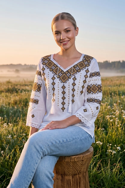 Bluza dama 2IU26 alb/maro