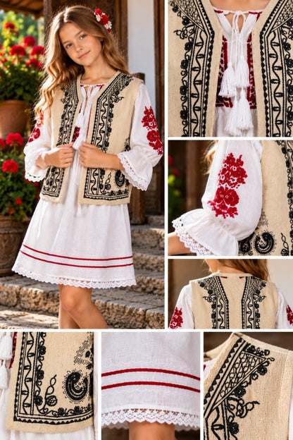 Vesta fete CPOF crem/negru