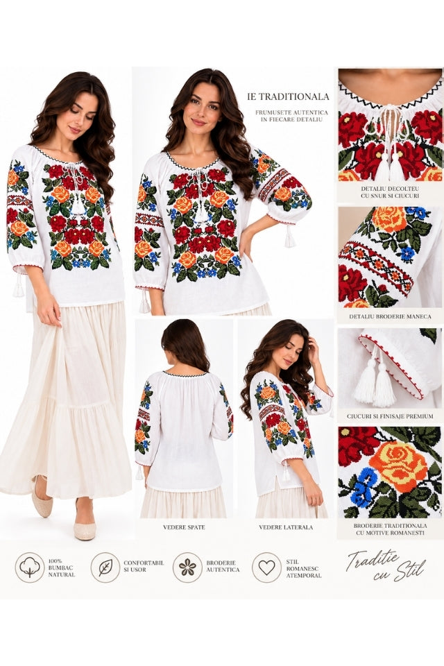 Bluza dama SE26F alb/albastru