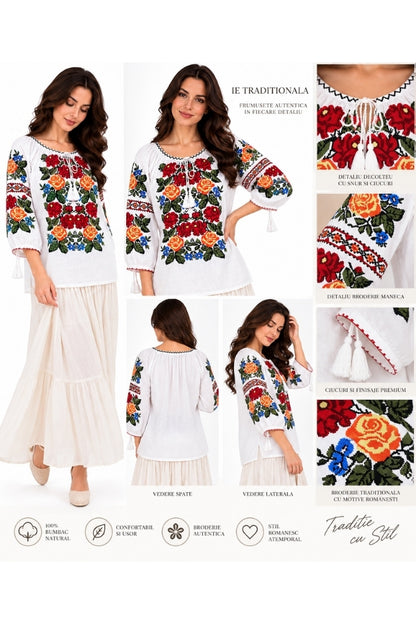 Bluza dama SE26F alb/albastru