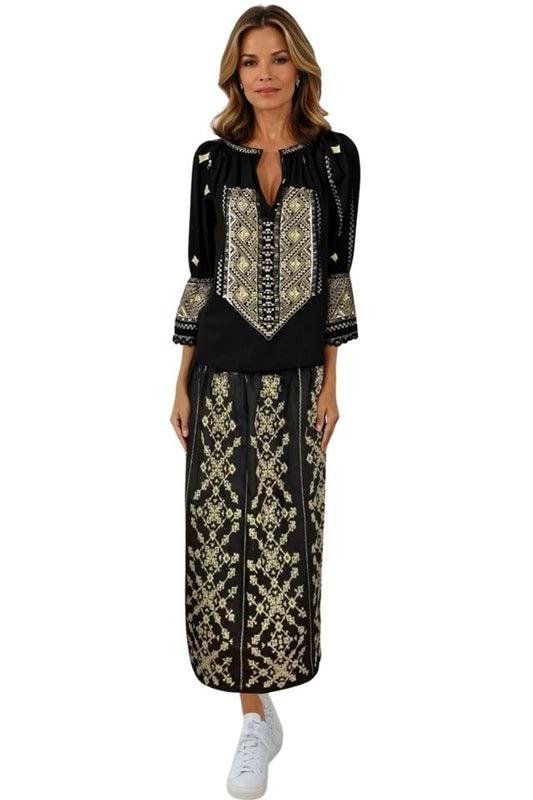 Fusta dama casual cu model FC2, negru/bej, S