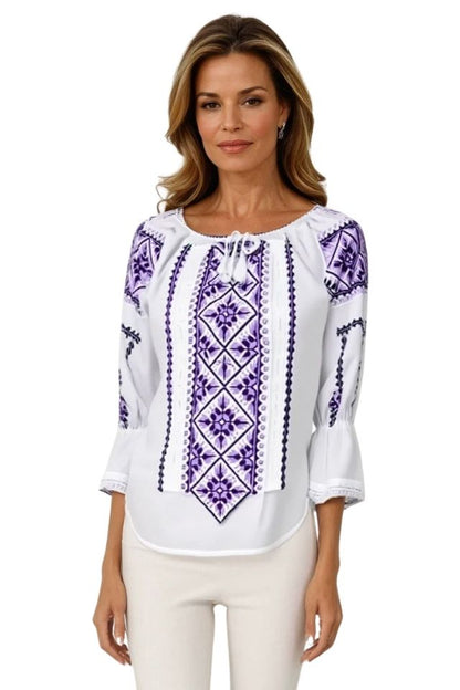 Bluza tip ie dama RDB2, alb/mov