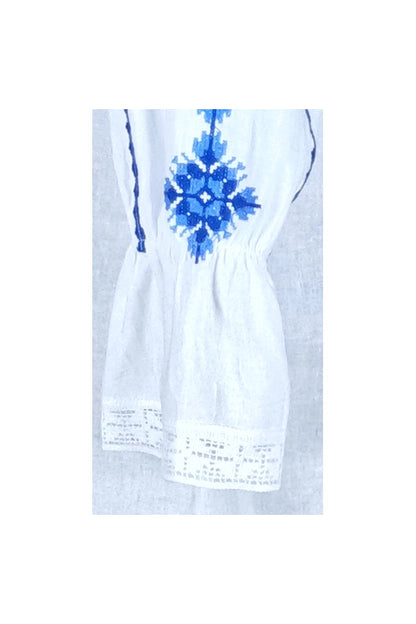 Bluza tip ie dama RDB2, alb cocos/albastru