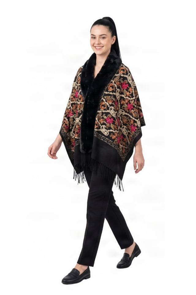 Fular dama tip poncho de lux negru