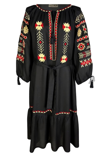 Rochie traditionala dama R25 negru/rosu