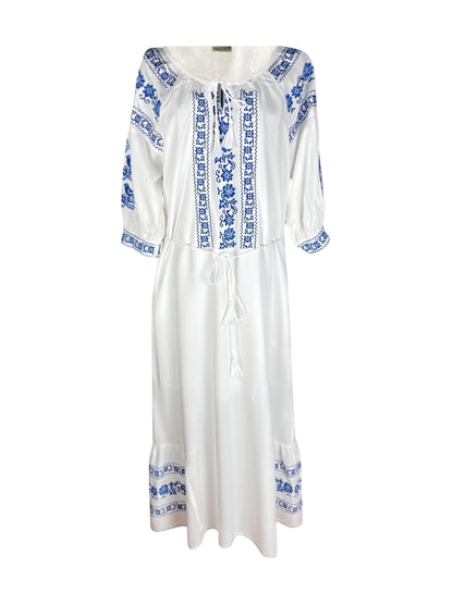 Rochie dama S25 alb/albastru