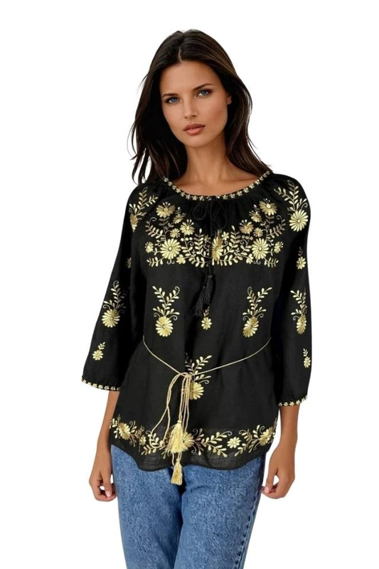 Bluza dama tip ie 257 negru mahon/auriu