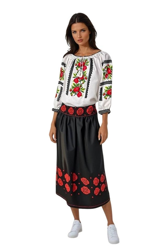 Fusta dama cu model F3, negru/rosu, 2XL