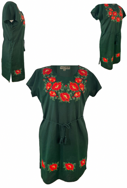 Rochie casual dama R777, verde/rosu