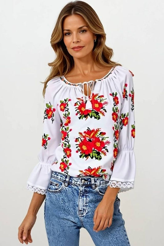 Bluza dama tip ie 024, alb fildes/galben
