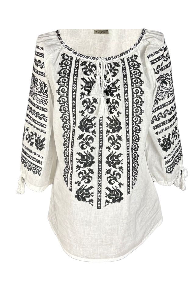 Bluza dama RS25 alb/negru mahon