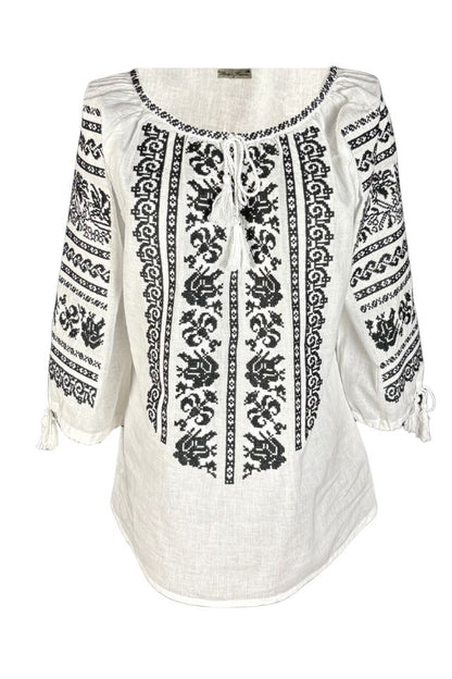 Bluza dama RS25 alb/negru mahon