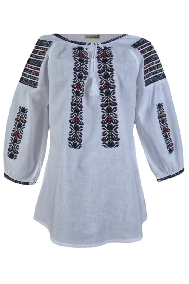 Bluza tip ie dama R24D, alb crystal/negru