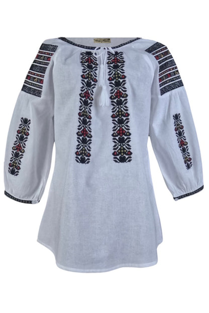 Bluza tip ie dama R24D, alb crystal/negru