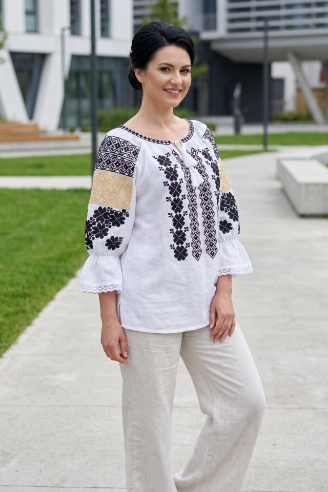 Bluza dama IU26 alb/negru