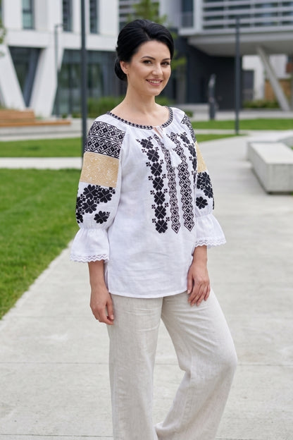 Bluza dama IU26 alb/negru