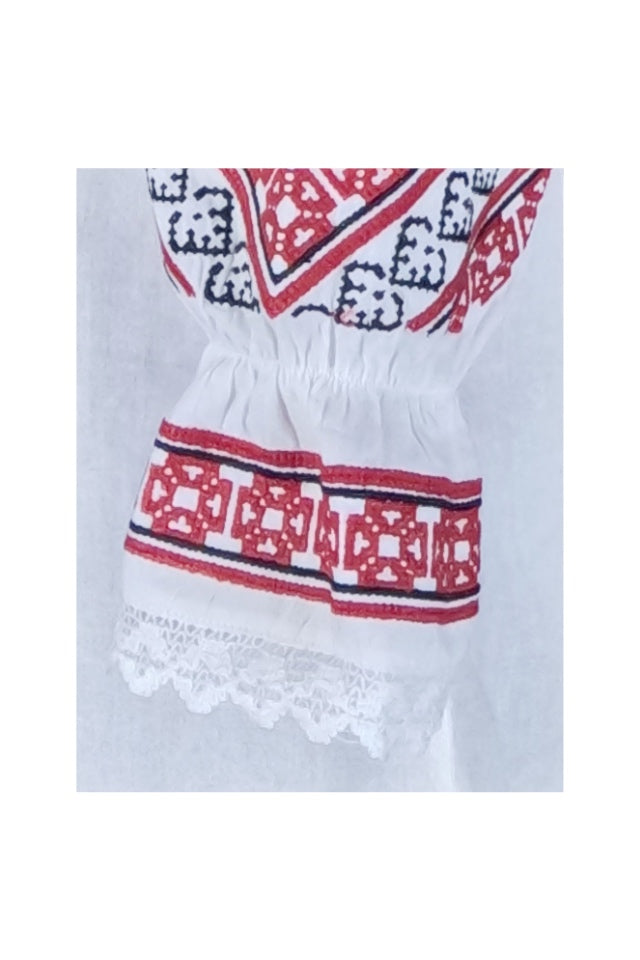Bluza tip ie dama R24, alb alpin/rosu bordo