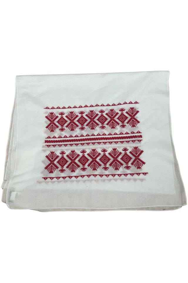 Marama traditionala dama MCP alb/rosu