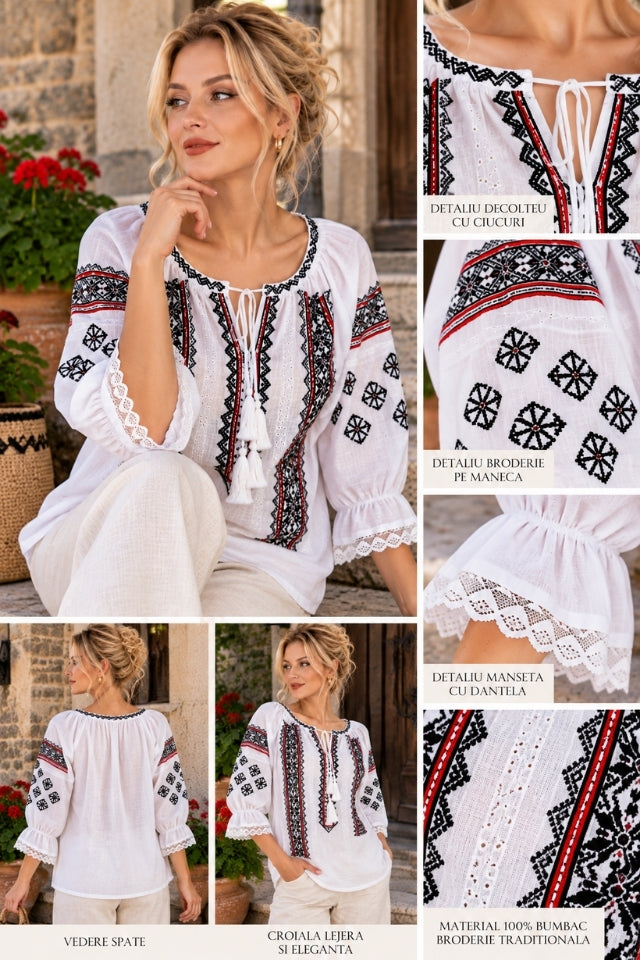 Bluza dama SE26F alb/negru
