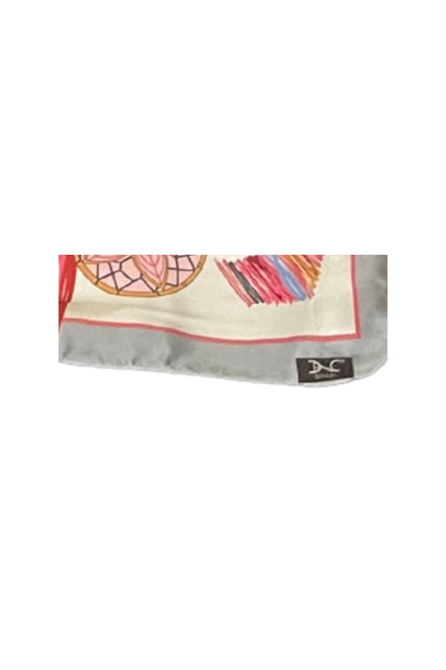 Esarfa tip sal dama 24E din matase vegetala cu atingere de matase fina, roz/gri, 180 x 82 cm
