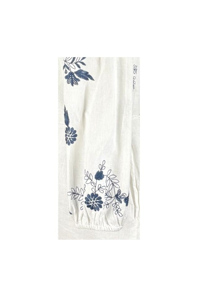 Rochie traditionala dama R25 alb/albastru