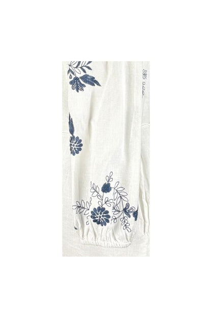 Rochie traditionala dama R25 alb/albastru