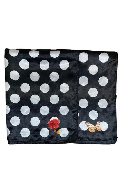 Esarfa dama cu buline, Dacali, negru/alb, 60x60 cm