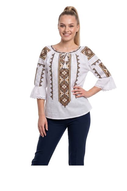 Bluza dama IL26 alb/bej