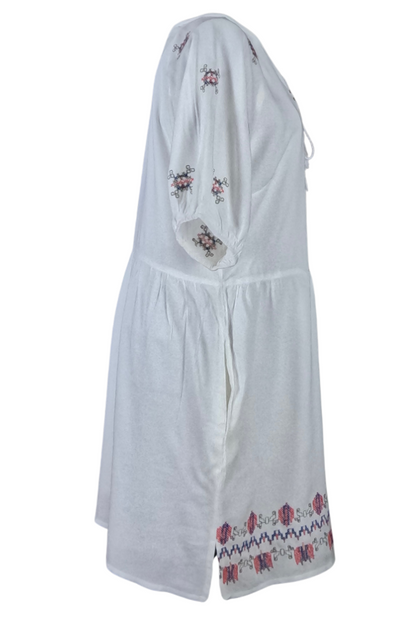 Rochie traditionala R24, alb crystal/roz