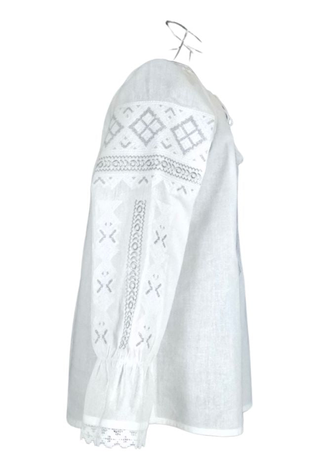 Bluza dama tip ie 124, alb  crystal/argintiu