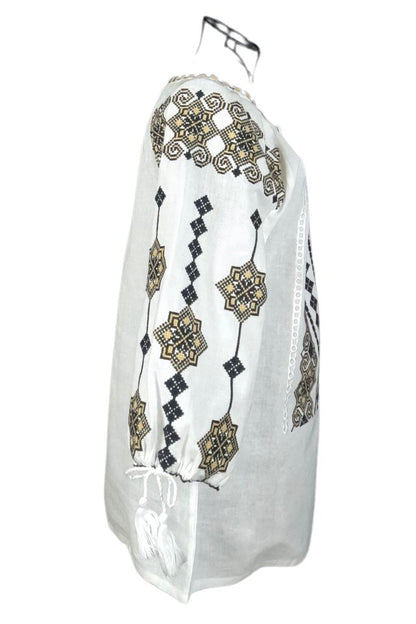 Bluza dama tip ie 024, alb crystal/bej