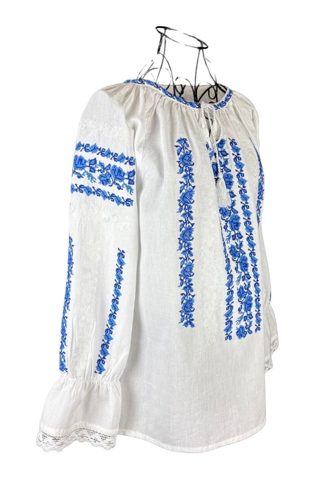 Bluza dama tip ie I26 alb/albastru